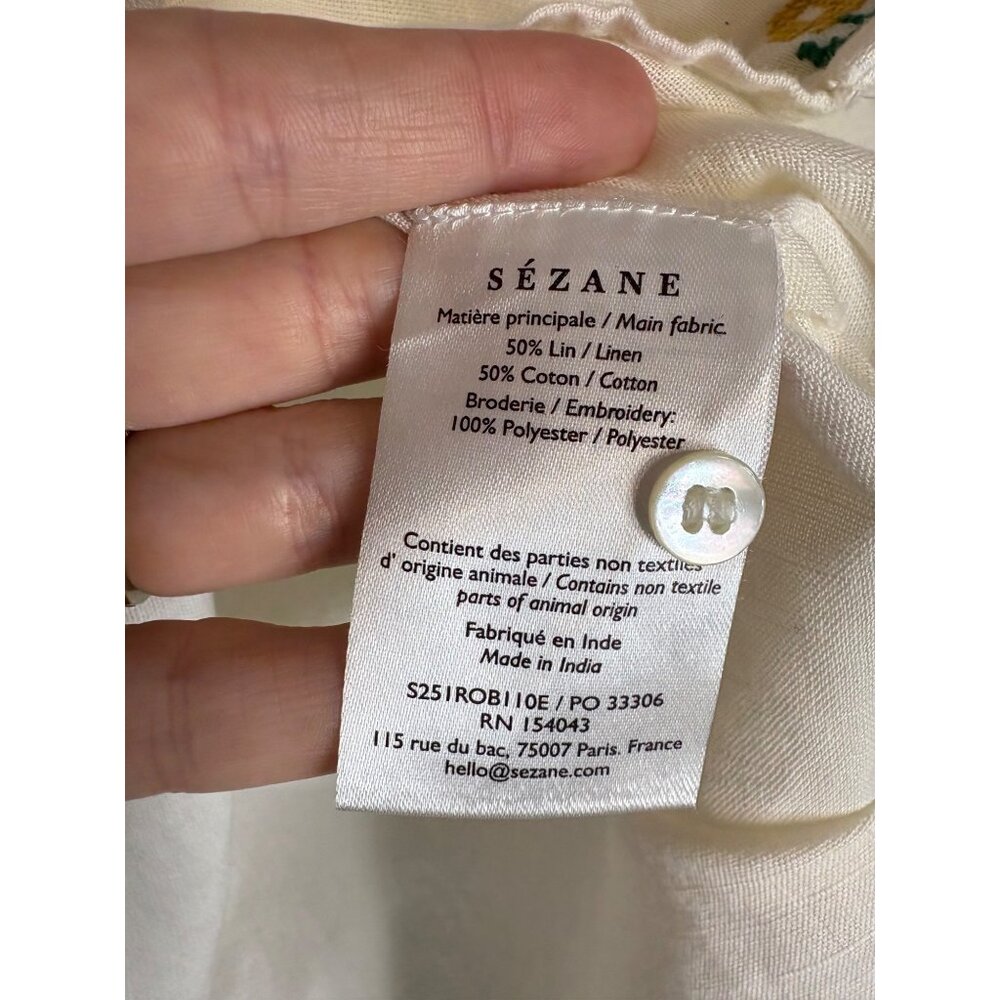 Sézane x Lucia Vergara Maxima Shirt Ecru with Embroidery-sz 38 (US 6) - Picture 12 of 14